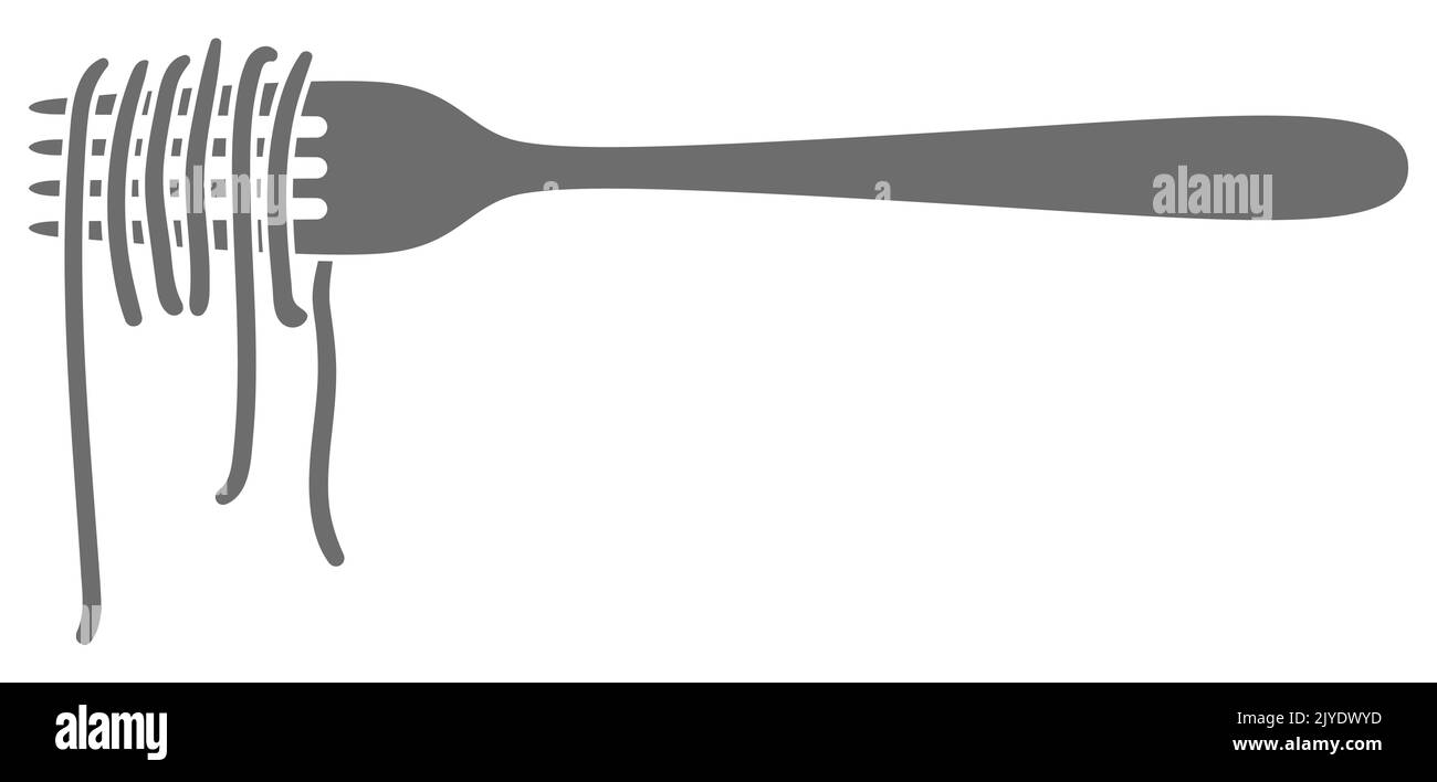 Illustration de spaghetti de pâtes italiennes sur la fourchette. Image culinaire pour le menu des restaurants. Illustration de Vecteur