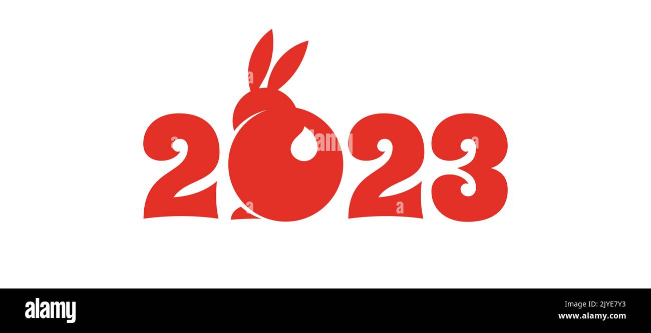 Nouvel an chinois 2023 année du lapin - symbole du zodiaque chinois, concept de nouvel an lunaire, conception moderne de fond Illustration de Vecteur