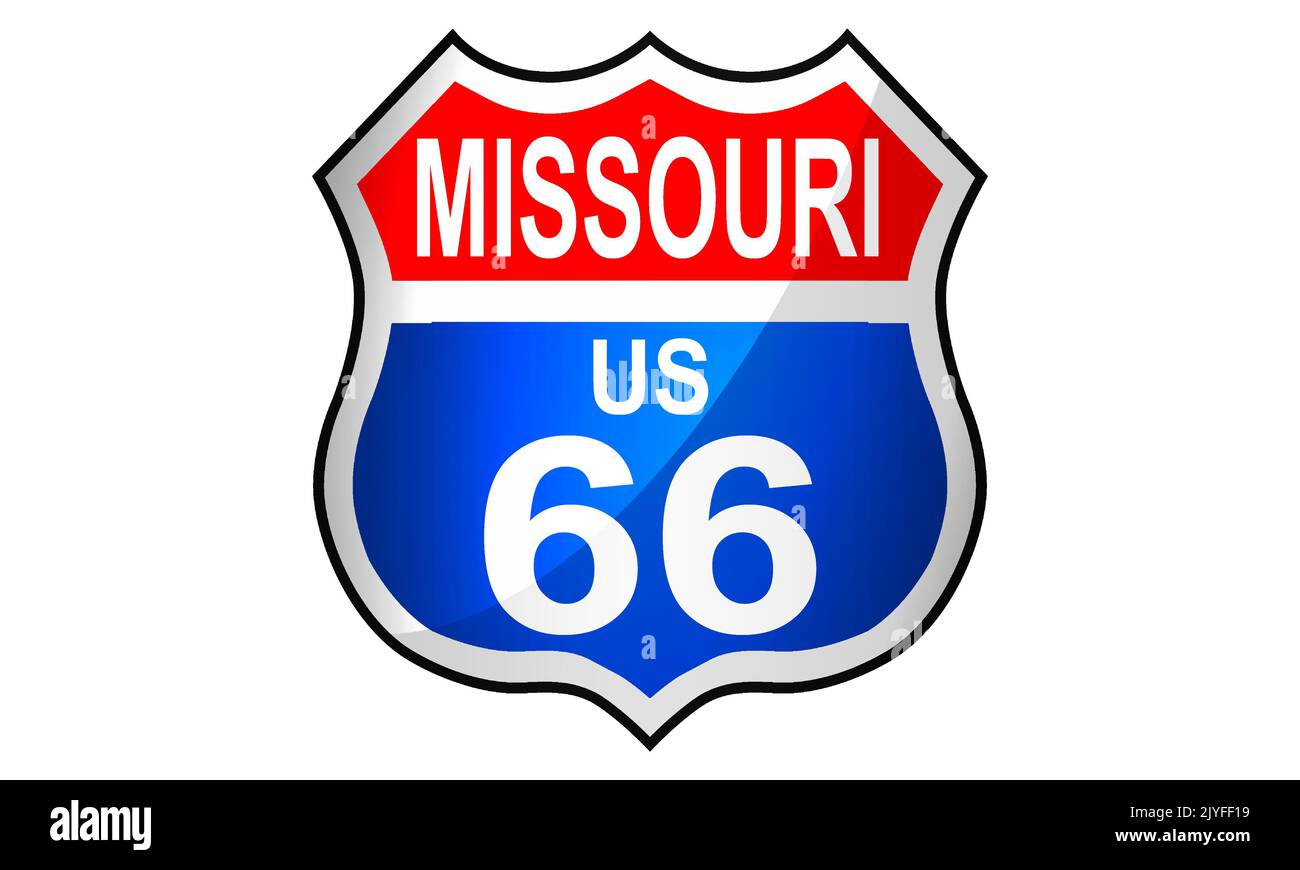 Missouri route US 66 icône de panneau , 3D rendu Banque D'Images