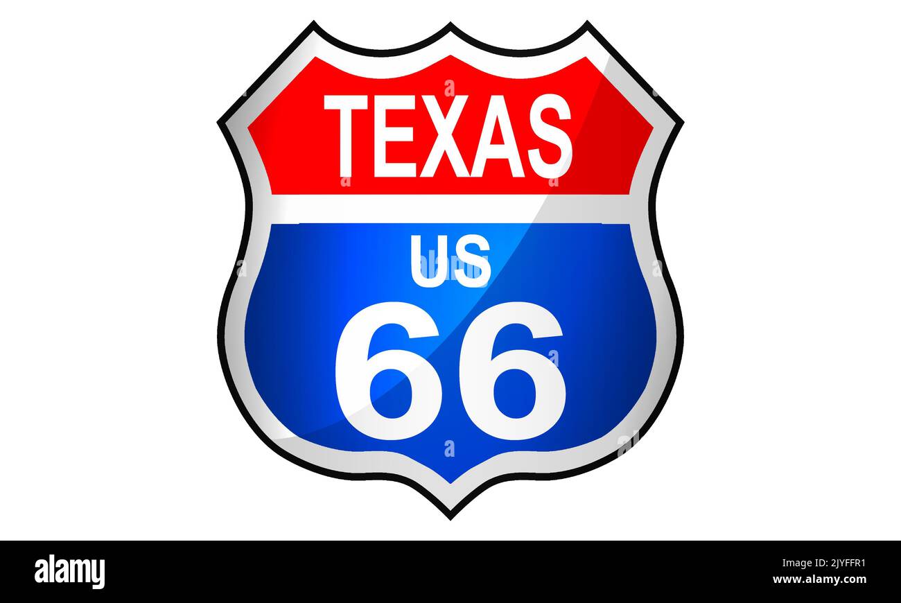 Texas route US 66 signe icône , 3D rendu Banque D'Images