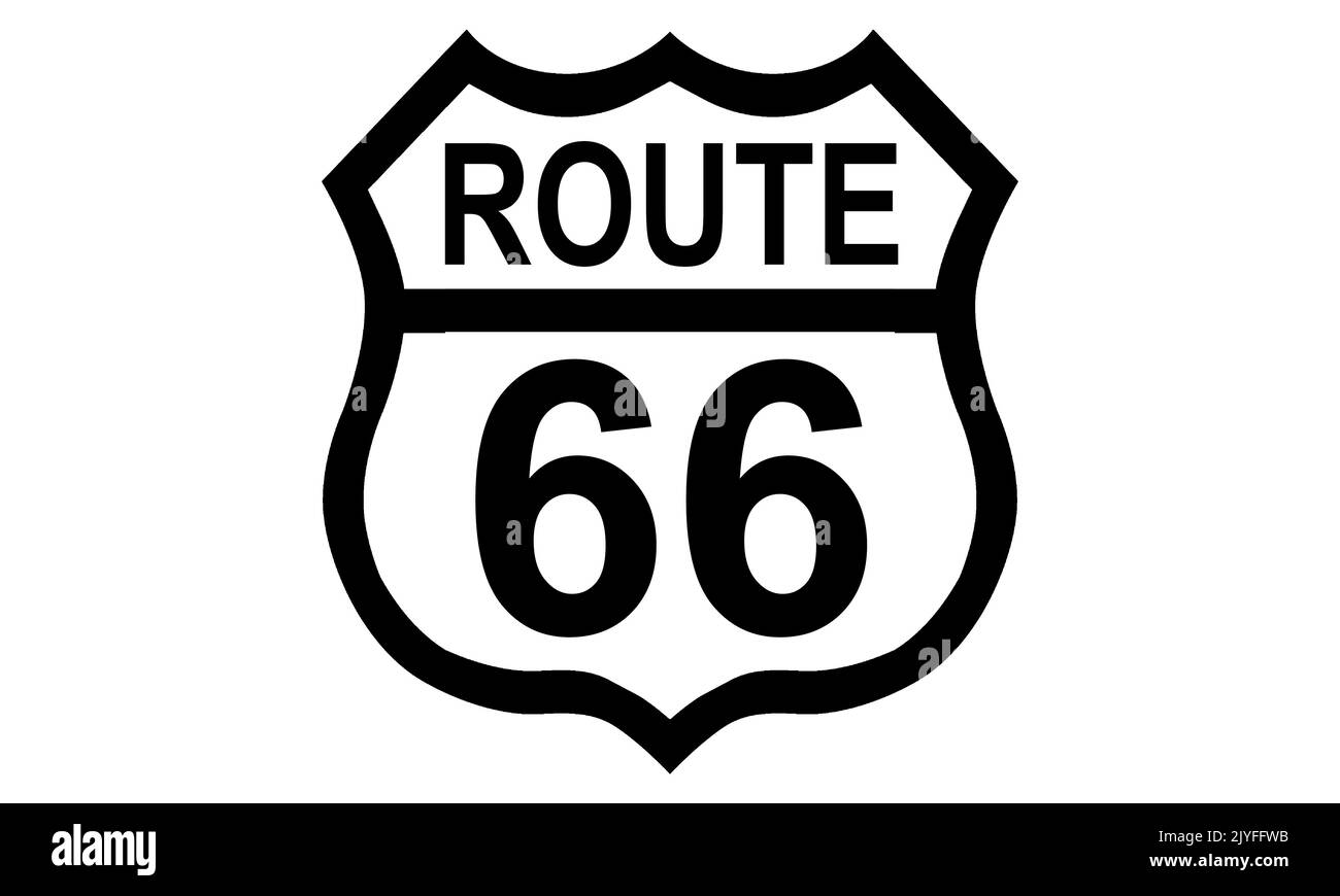 PANNEAU US route 66, panneau blindé avec numéro de routage et texte, rendu 3D Banque D'Images