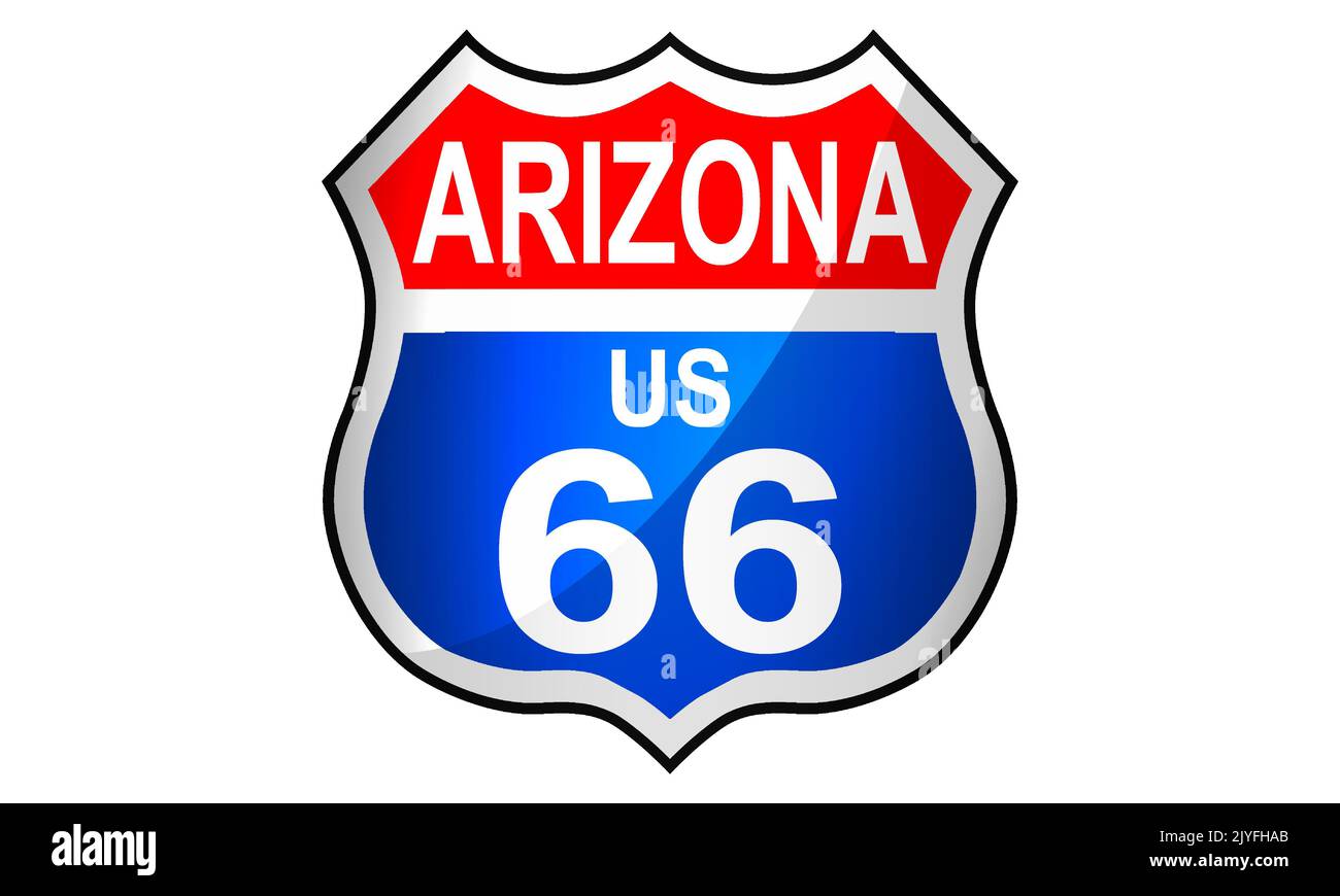 Arizona route US 66 signe icône , 3D rendu Banque D'Images