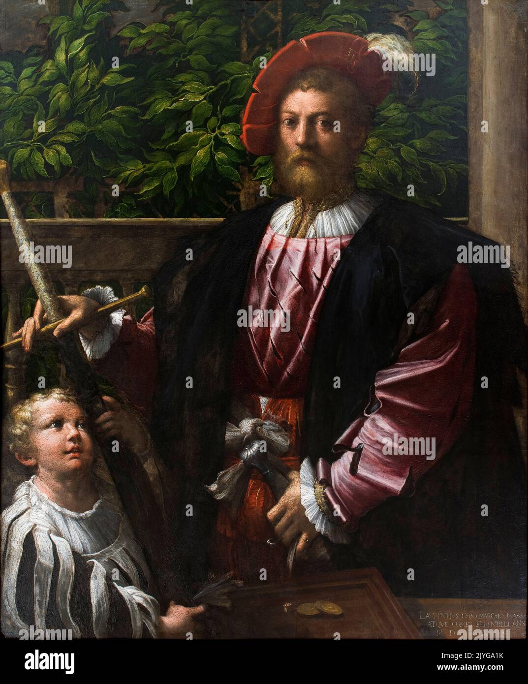 Lorenzo Cybo Malaspina (1500-1549), général italien, duc de Ferentillo, portrait peint dans l'huile sur panneau par Girolamo Francesco Maria Mazzola appelé Parmigianino, 1523 Banque D'Images
