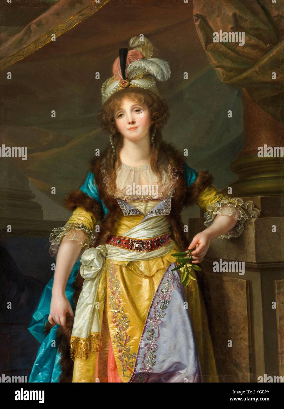 Jean Baptiste Geuze, Portrait d'une Dame en robe de fantaisie turque, huile sur toile, vers 1790 Banque D'Images