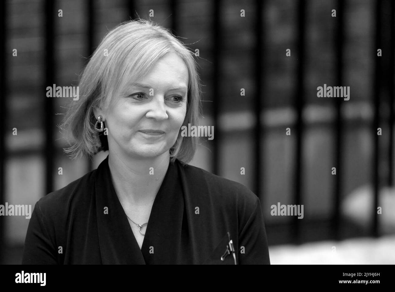 Liz Truss arrivant à Downing Street pour faire son premier discours en tant que Premier ministre britannique. 6th septembre 2022. Banque D'Images