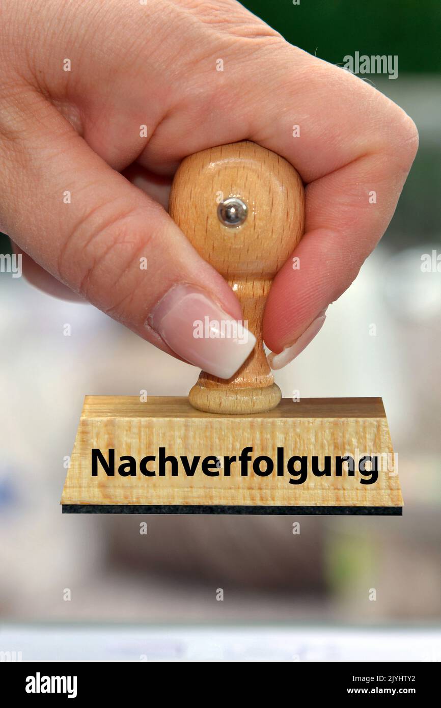 Main de femme avec cachet Nachverfolgung, traçage, Allemagne Banque D'Images
