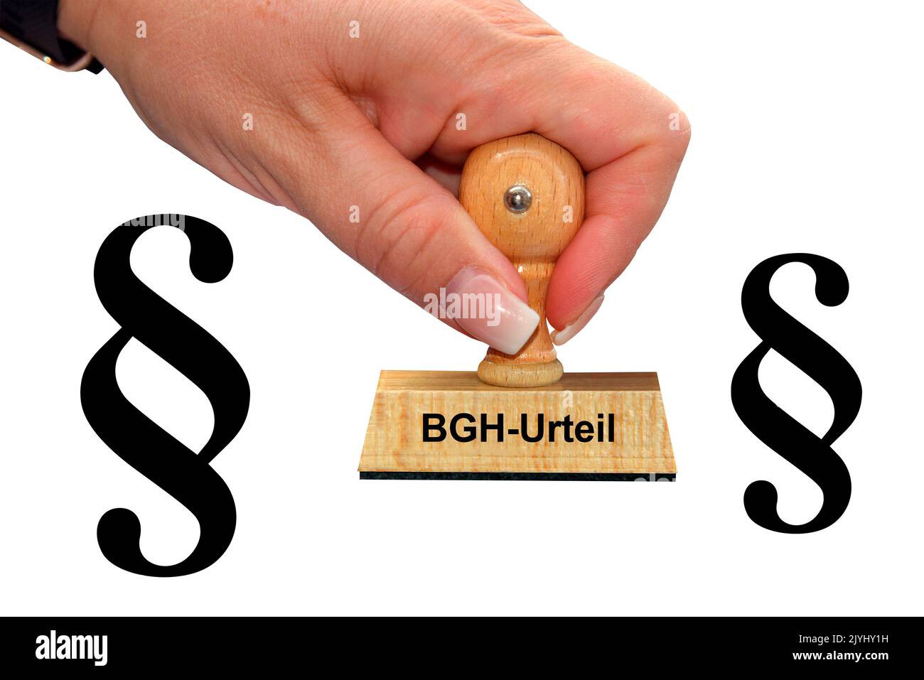 Main de la femme avec cachet BGH-Urteil, verdict de la Cour fédérale de justice, Cut out, Allemagne Banque D'Images
