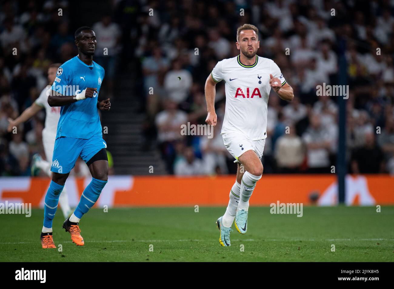 LONDRES, ANGLETERRE - SEPTEMBRE 07 : Harry Kane de Tottenham Hotspur pendant le match D de la Ligue des champions de l'UEFA entre Tottenham Hotspur et Olympique Banque D'Images