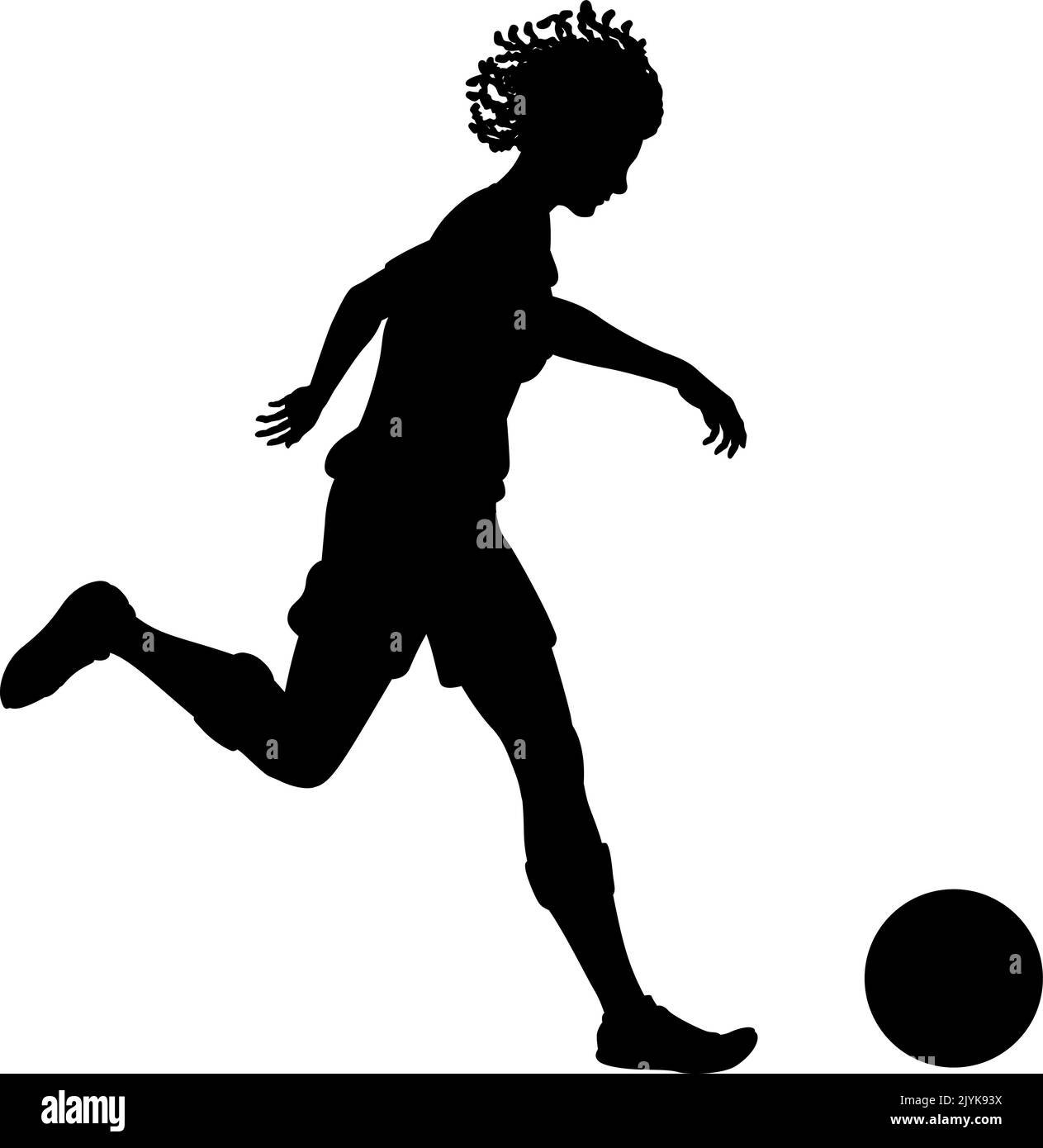 Black Woman Soccer football Player Silhouette Illustration de Vecteur