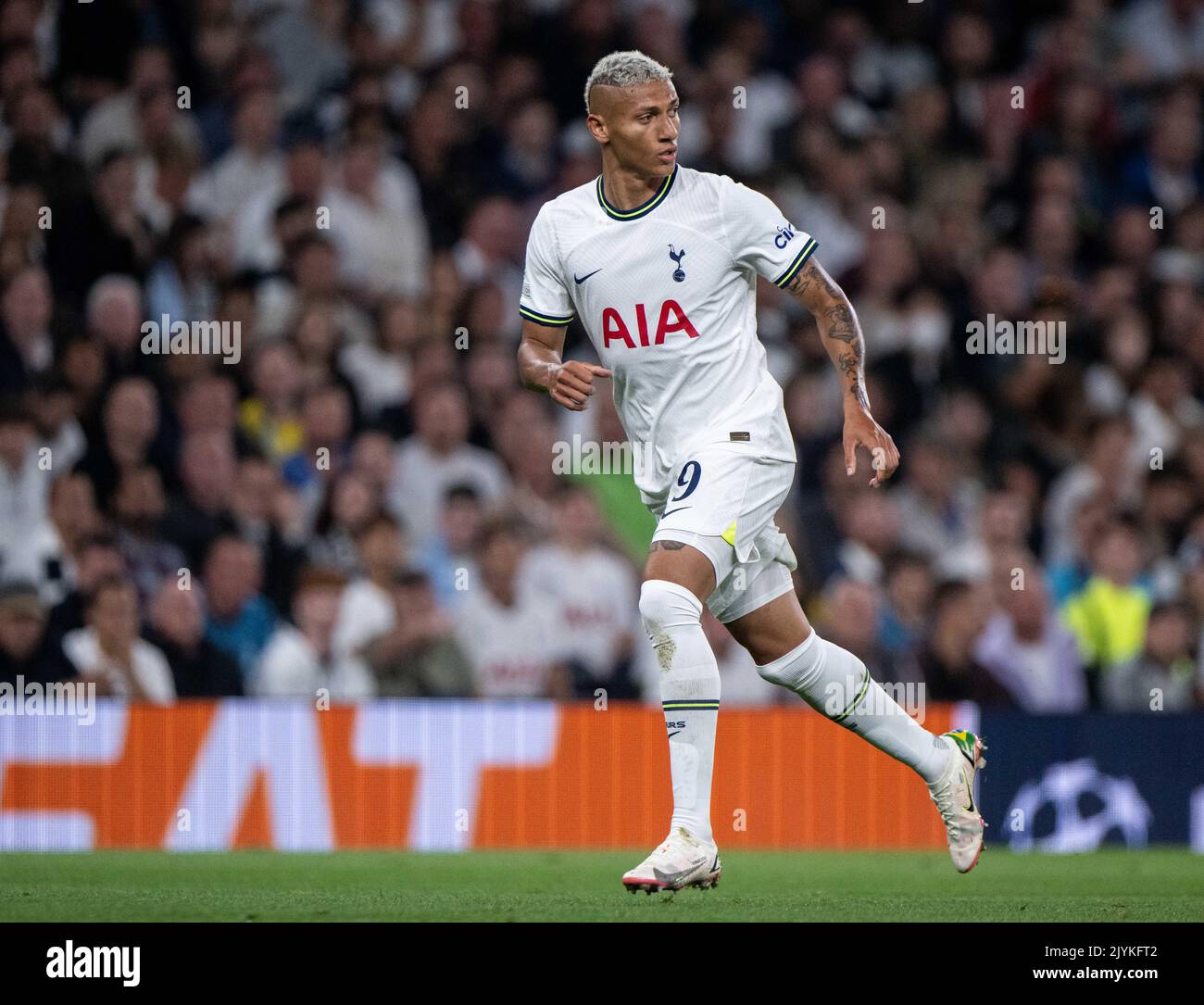 LONDRES, ANGLETERRE - SEPTEMBRE 07 : Richarlison de Tottenham Hotspur pendant le match du groupe D de la Ligue des champions de l'UEFA entre Tottenham Hotspur et Olympipcommuniqué Banque D'Images