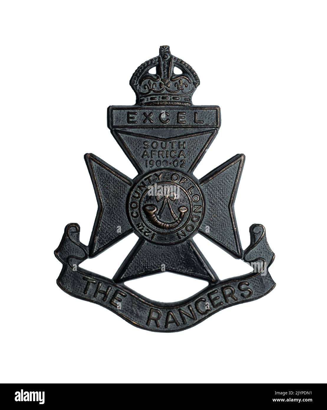 Un insigne du Cap du bataillon du 12th (comté de London), London Regiment, The Rangers, tel qu'il a été émis vers 1902-1920, y compris pendant la première Guerre mondiale. Banque D'Images