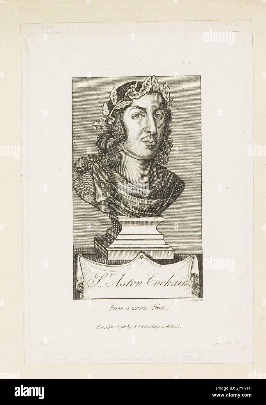 Sr. Aston Cockain était un poète et dramaturge anglais actif à la fin du XVIIe siècle. Il est surtout connu pour ses contributions à la période de restauration de la littérature anglaise, caractérisée par un accent mis sur l'esprit, la satire sociale et le langage élégant. Les œuvres de Cockain reflètent souvent les mœurs et les mœurs de son époque, en mettant l'accent sur la vie des classes supérieures et leurs complexités. Banque D'Images