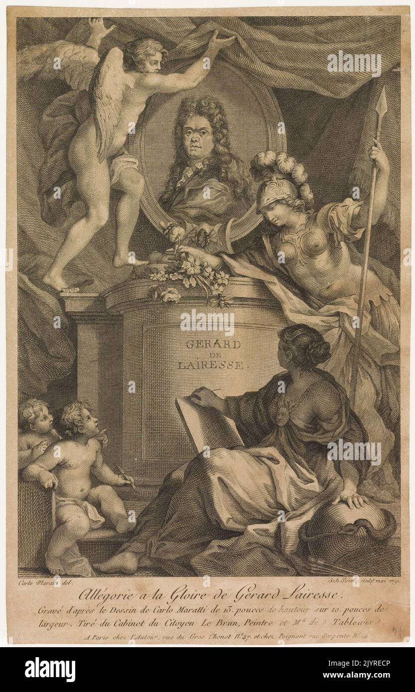 Gérard de Lairese était un artiste flamand du XVIIe siècle renommé pour ses peintures de natures mortes. Il s'est spécialisé dans la capture d'objets avec beaucoup de détails et de précision, se concentrant souvent sur les fleurs, les fruits et d'autres éléments naturels. Ses œuvres sont des exemples du baroque flamand compris Banque D'Images