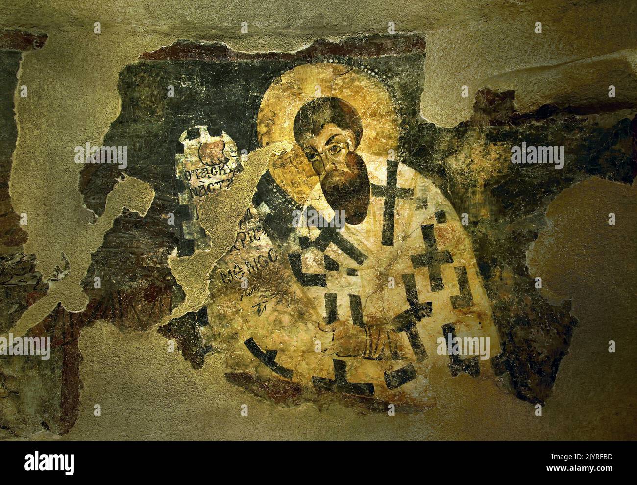 Peinture murale Eglise de Hagios Georgios et Nikoaos, Naxos, 13th siècle , Musée byzantin et chrétien à Athènes, Banque D'Images