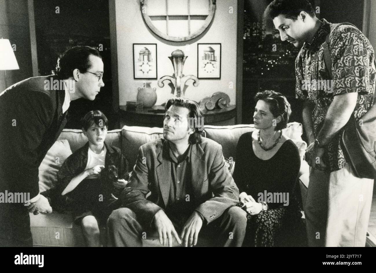 Les acteurs américains Tom Hulce, Jeff Bridges, Isabella Rossellini et John Turturro dans le film Fearless, USA 1993 Banque D'Images