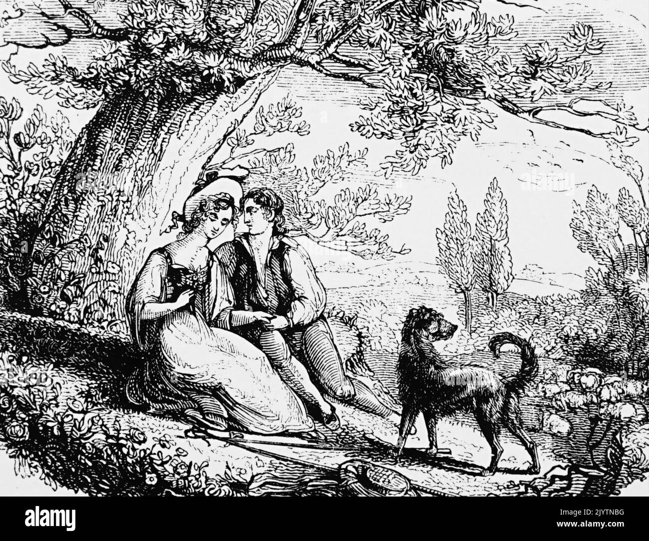 Illustration représentant les amoureux des bois. Daté du 19th siècle Banque D'Images