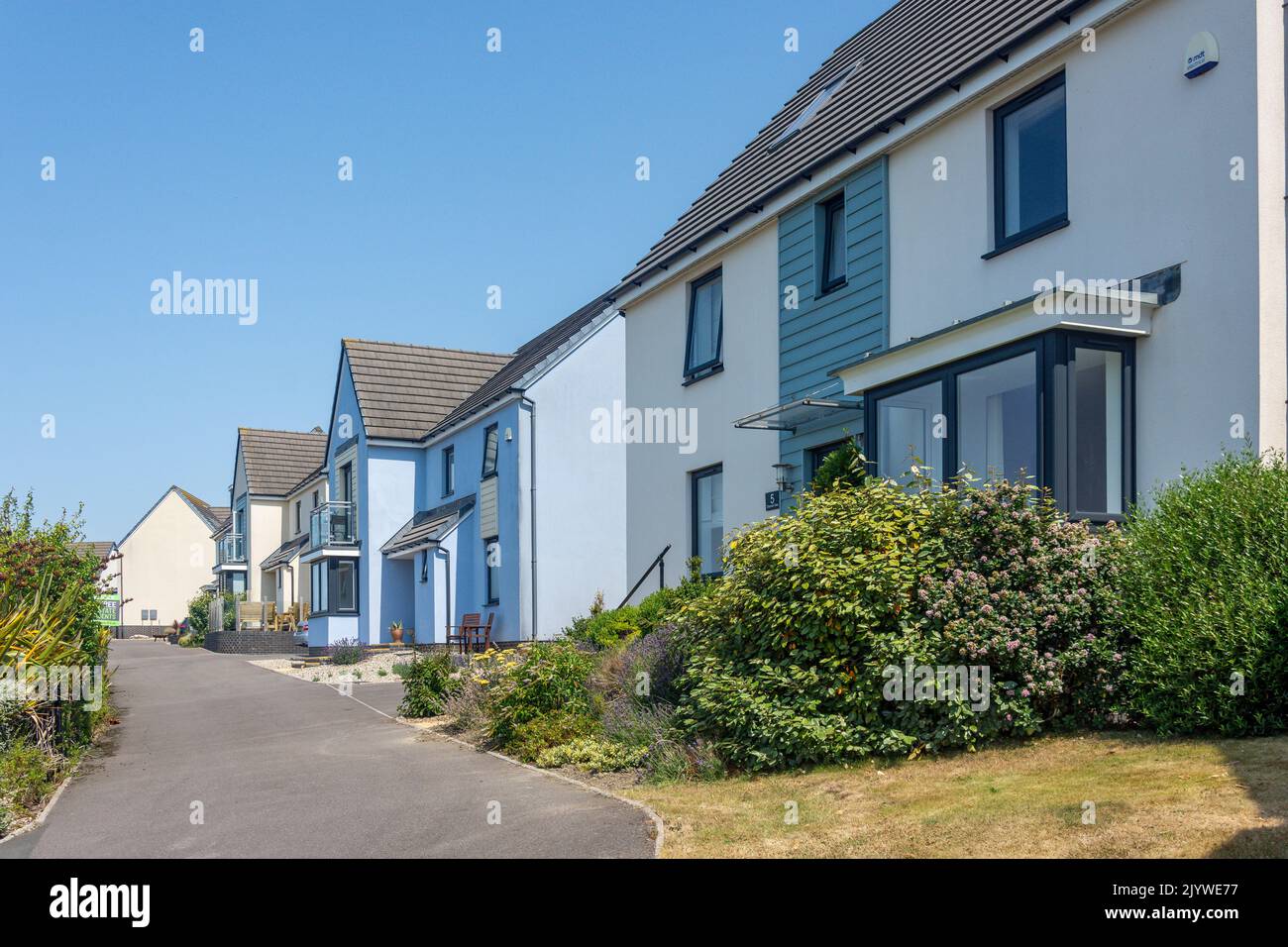 Maisons individuelles, vue sur la Manche, Ogmore-by-Sea, Vale de Glamourgan (Bro Morgangwg), pays de Galles (Cymru), Royaume-Uni Banque D'Images