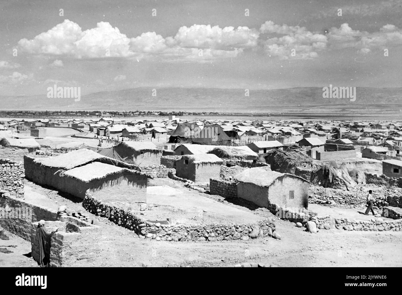 Photographie des refuges pour les Palestiniens. Daté du 20th siècle Banque D'Images