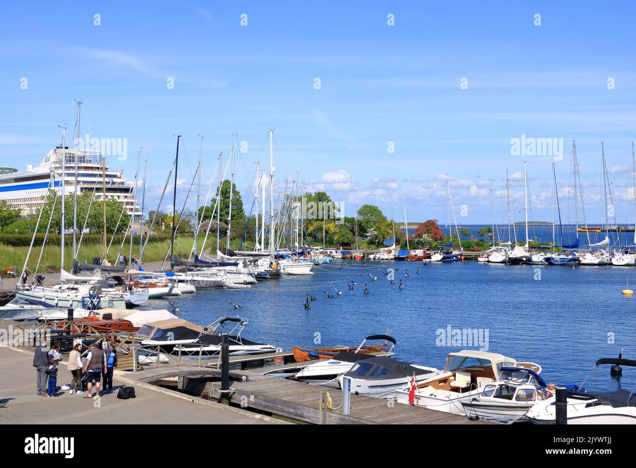 23 mai 2022 - Copenhague au Danemark : yachts et petits bateaux amarrés dans la marina de Langelinie Banque D'Images