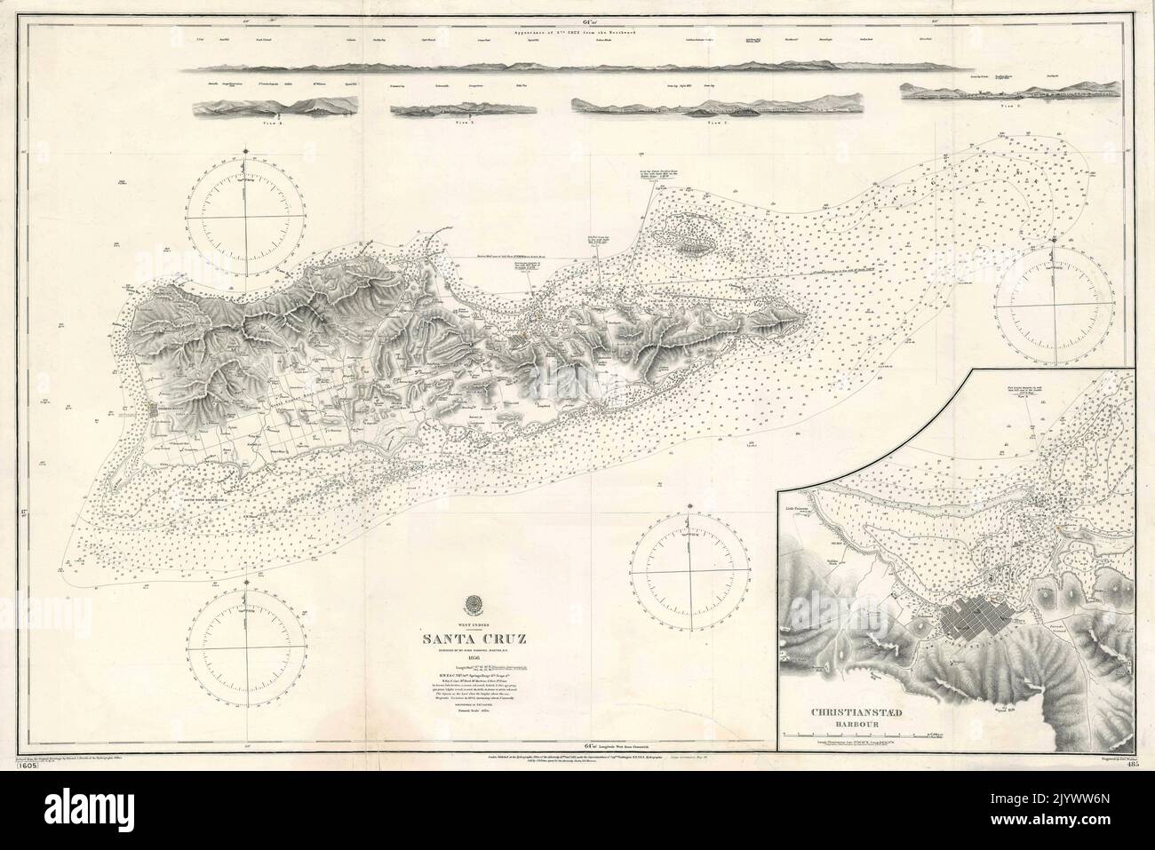 1903 carte de l'Amirauté - Antilles. Santa Cruz Banque D'Images