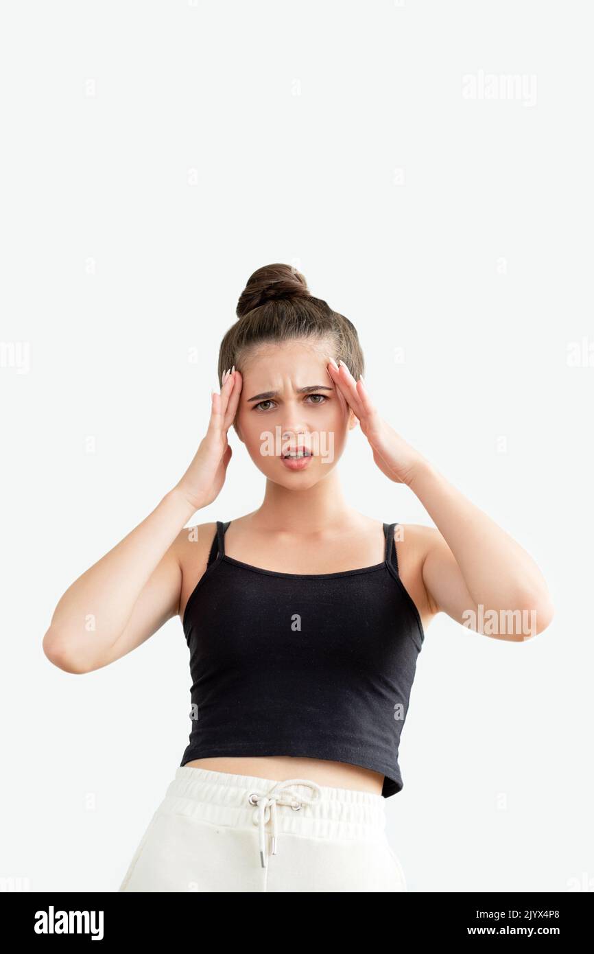 maux de tête frustration sentiment désespoir épuisé Banque D'Images