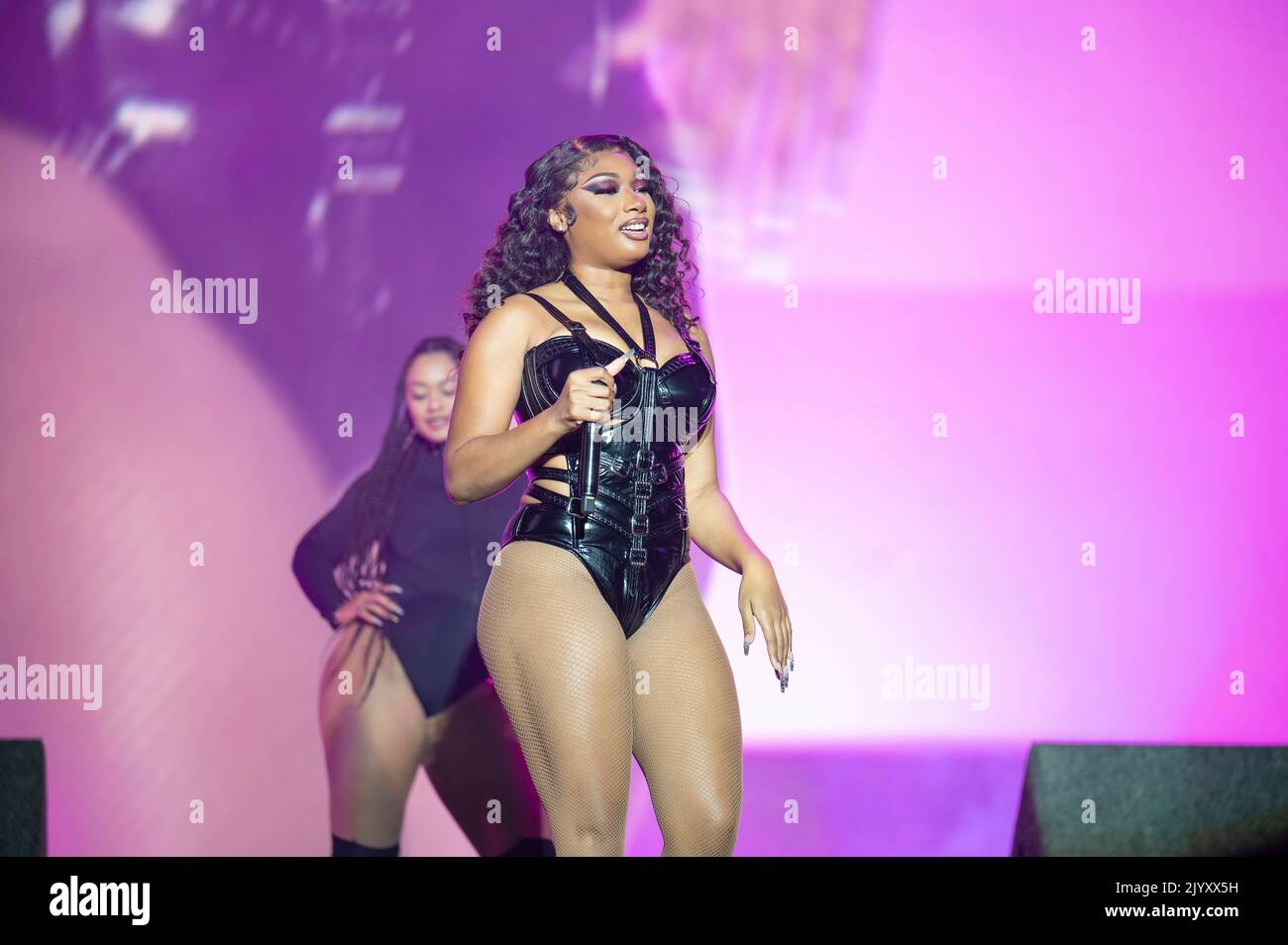 Leeds, Royaume-Uni 27th août 2022. Megan Jovon Ruth Pete, connu professionnellement sous le nom de Megan thee Stallion, fait les titres de la scène principale Ouest au Leeds Festival 2022 2 Banque D'Images