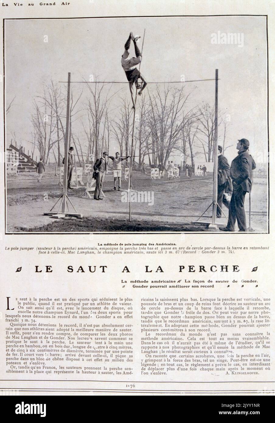 Fernand Gonder (1883 - 1969), vaulter de pôle français. Il a remporté la médaille d'or aux Jeux intercalés de 1906 et a terminé 15th aux Jeux olympiques d'été de 1912. Il est le champion français en 1904, 1905, 1913 et 1914, terminant deuxième en 1912. Banque D'Images