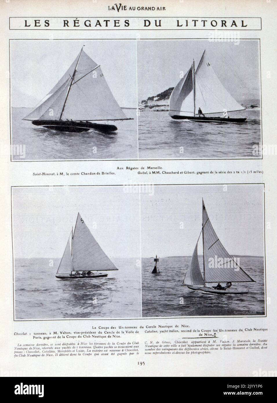 Photographie des régates de yachting français à Nice et Marseille 1905 1905 Banque D'Images