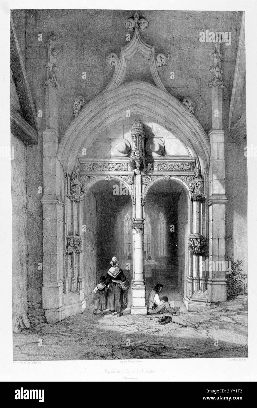 Dessin du 16th siècle, Eglise notre-Dame-de-la-Nativite à Berulle, en France. La paroisse appartenait au diocèse de sens et à la déanerie de la rivière valve et à la collation de l'évêque. Entièrement construit au XVIe siècle, il a été érigé de 1510 à 1515. Banque D'Images