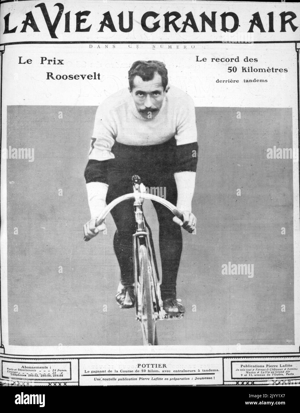 Rene Pottier (1879 - 1907); cycliste français. Pottier a gagné Bordeaux-Paris en 1903 avant de devenir professionnel. Il est arrivé deuxième à Paris-Roubaix 1905 et Bordeaux-Paris 1905, puis troisième à Paris-Roubaix 192006, avant de gagner le Tour de France en 1906 Banque D'Images