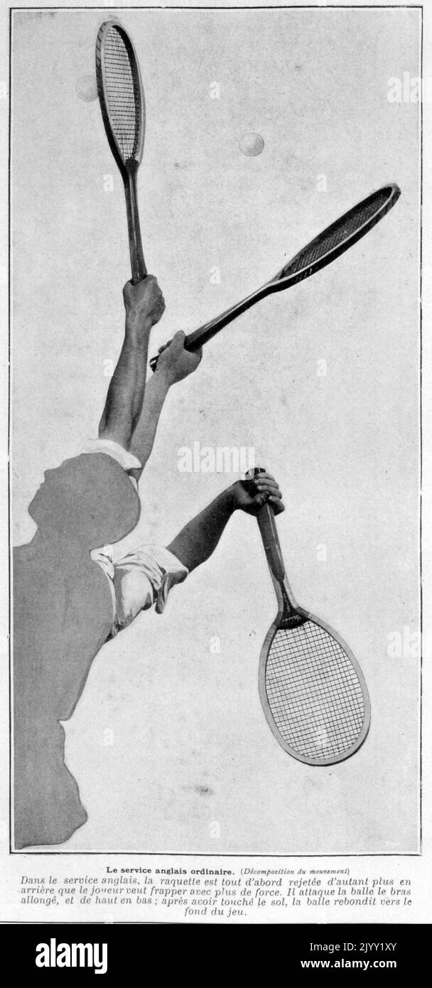 Photographie illustrant le « service anglais » dans le tennis sur gazon. 1905 Banque D'Images