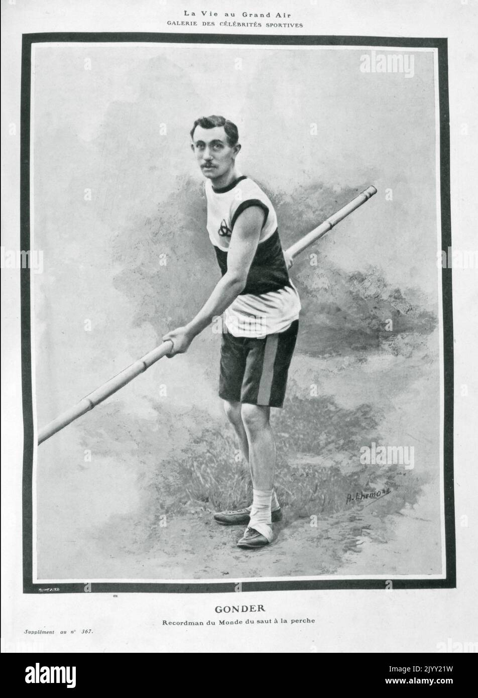 Fernand Gonder (1883 - 1969), vaulter de pôle français. Il a remporté la médaille d'or aux Jeux intercalés de 1906 et a terminé 15th aux Jeux olympiques d'été de 1912. Il est le champion français en 1904, 1905, 1913 et 1914, terminant deuxième en 1912 Banque D'Images