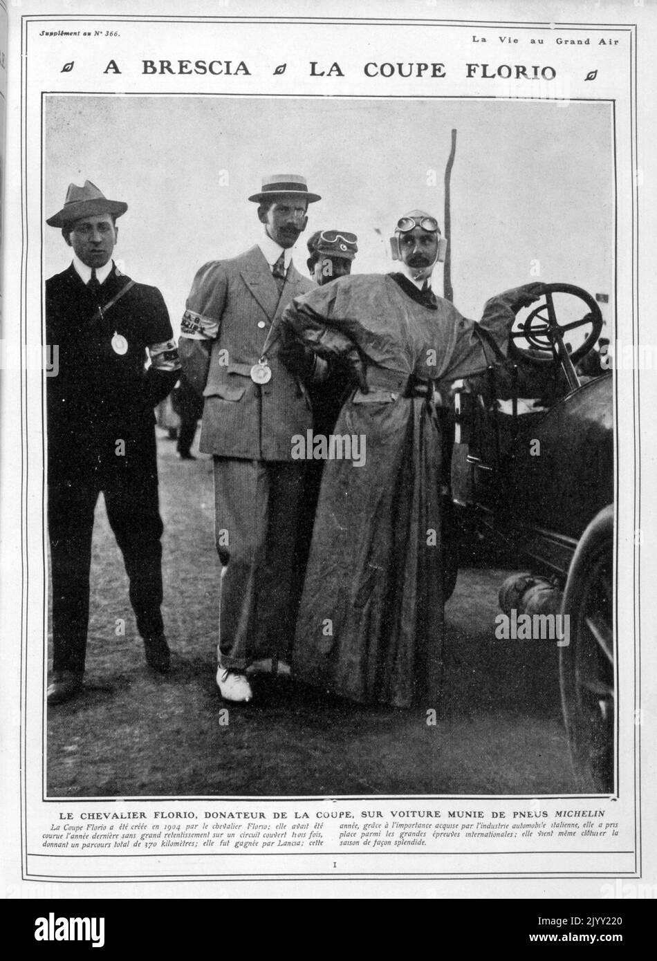 Vincenzo Florio à la Coppa Florio course, 1905 à Brescia, Lombardie. Vincenzo Florio, Jr. (1883 - 1959), était un industriel italien dans l'industrie du vin de Sicile, célèbre pour avoir établi la course Targa Florio Banque D'Images