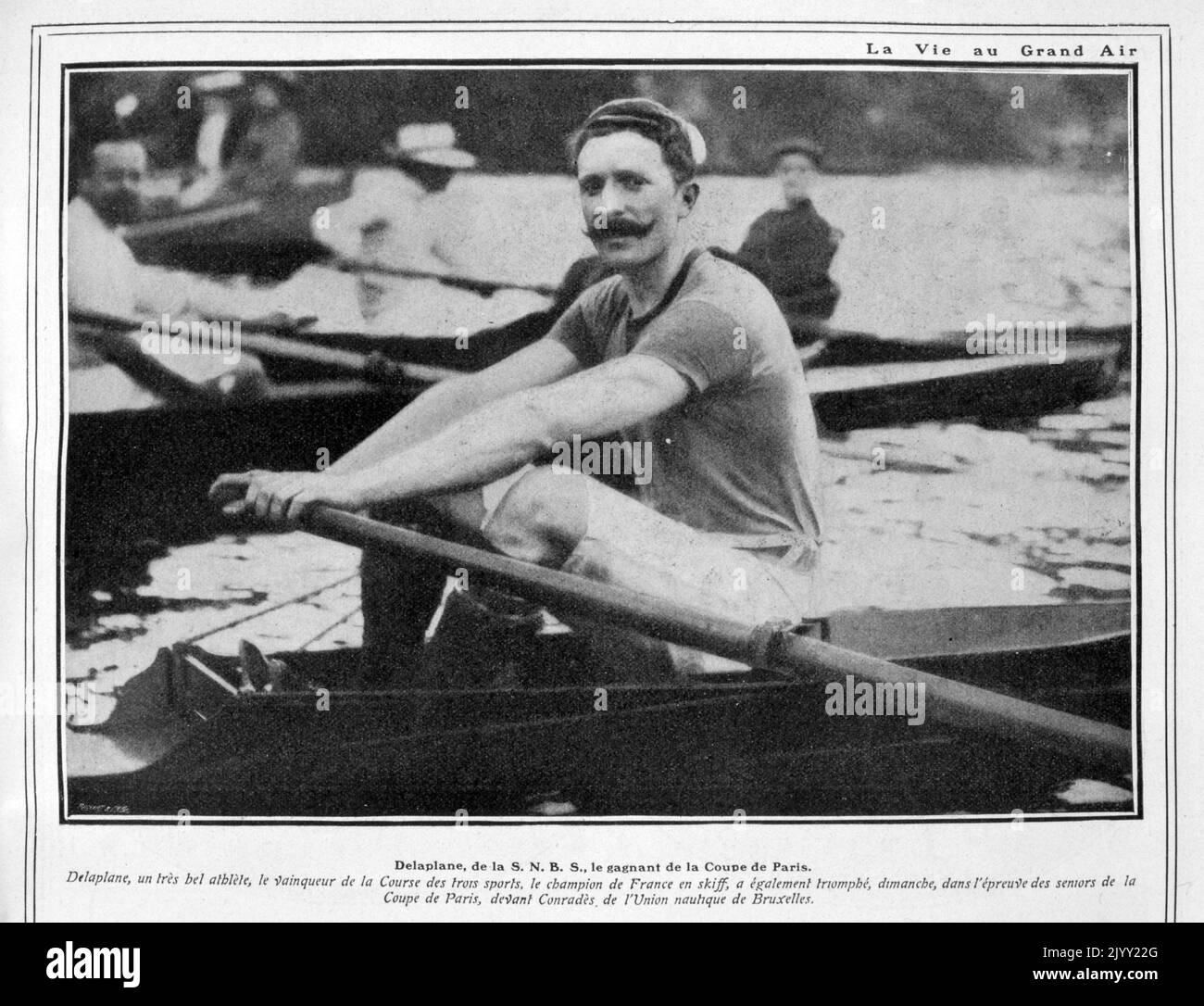 Photographie française vintage de Gaston Delaplane (1882 - 1977), rameur et cycliste français. Il a remporté trois médailles en aviron aux Jeux intercalés de 1906 et a participé à trois épreuves de cyclisme aux Jeux olympiques d'été de 1908 Banque D'Images