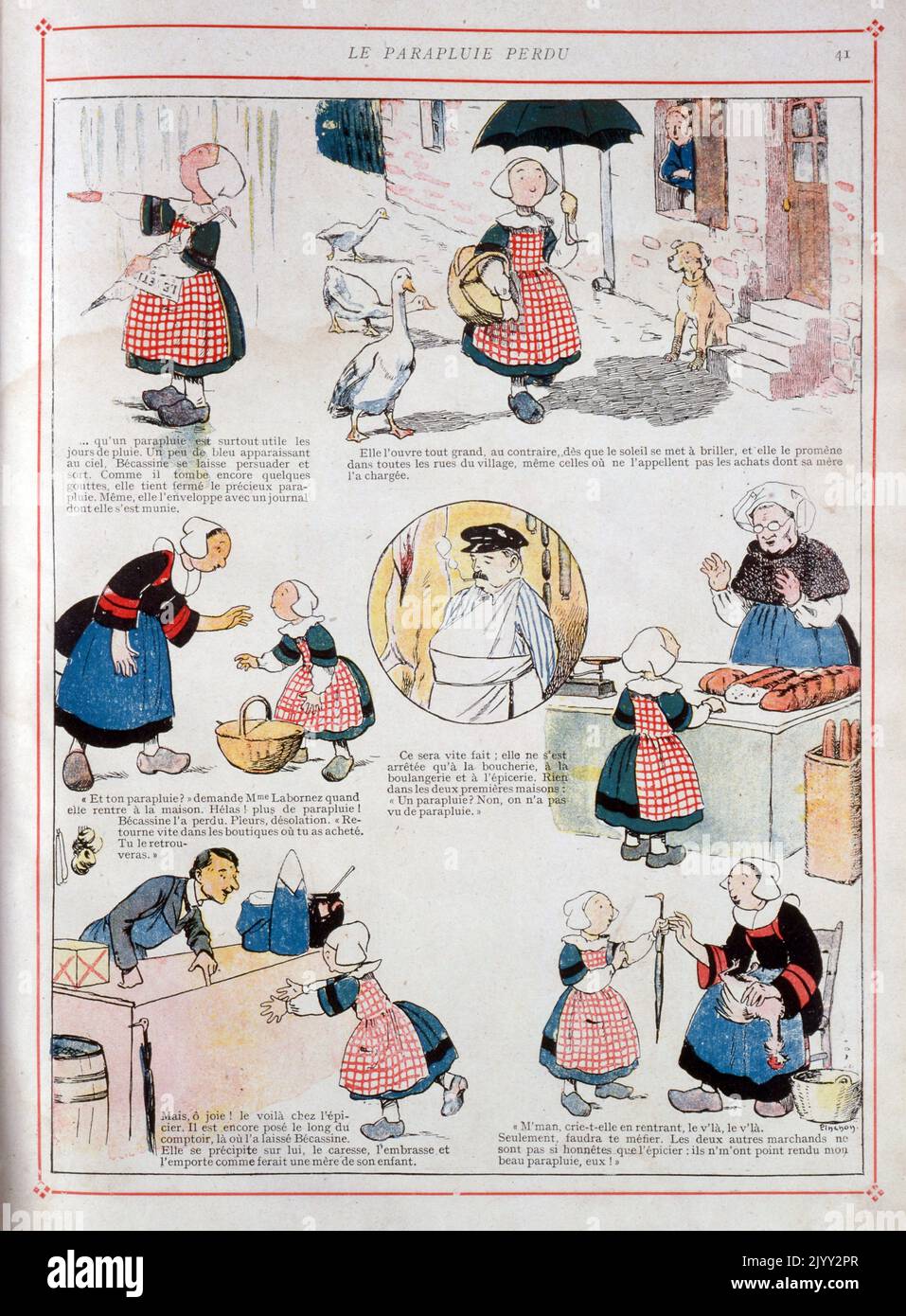 Becassine une bande dessinée française et le nom de son héroïne, apparaissant pour la première fois dans le premier numéro de la semaine de Suzette sur 2 février 1905. Elle est considérée comme l'une des premières femmes protagonistes de l'histoire des bandes dessinées françaises. Banque D'Images