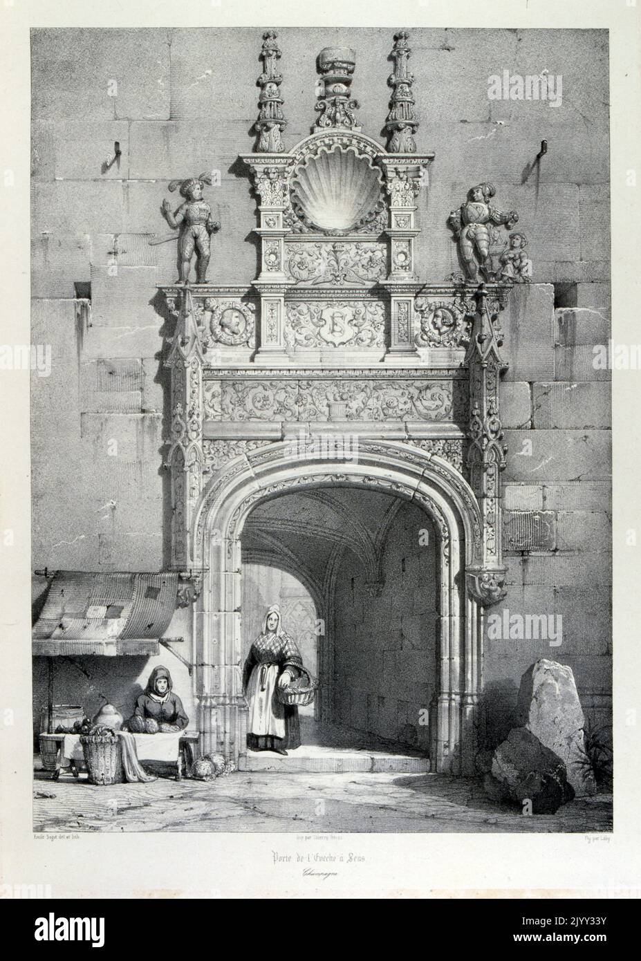 Porte d'entrée par les murs médiévaux de sens ; 1857France. Banque D'Images