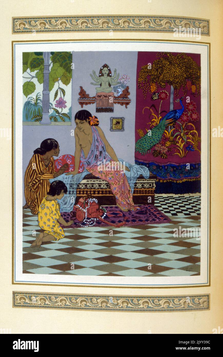 Illustration de Leon Carre pour 'le Chariot de terre cuite' (le char en terre cuite), par Victor Barrucand, (1864 - 1934); journaliste et écrivain français. 1921. Leon Carre (1878 - 1942), est un peintre et illustrateur orientaliste français. Banque D'Images