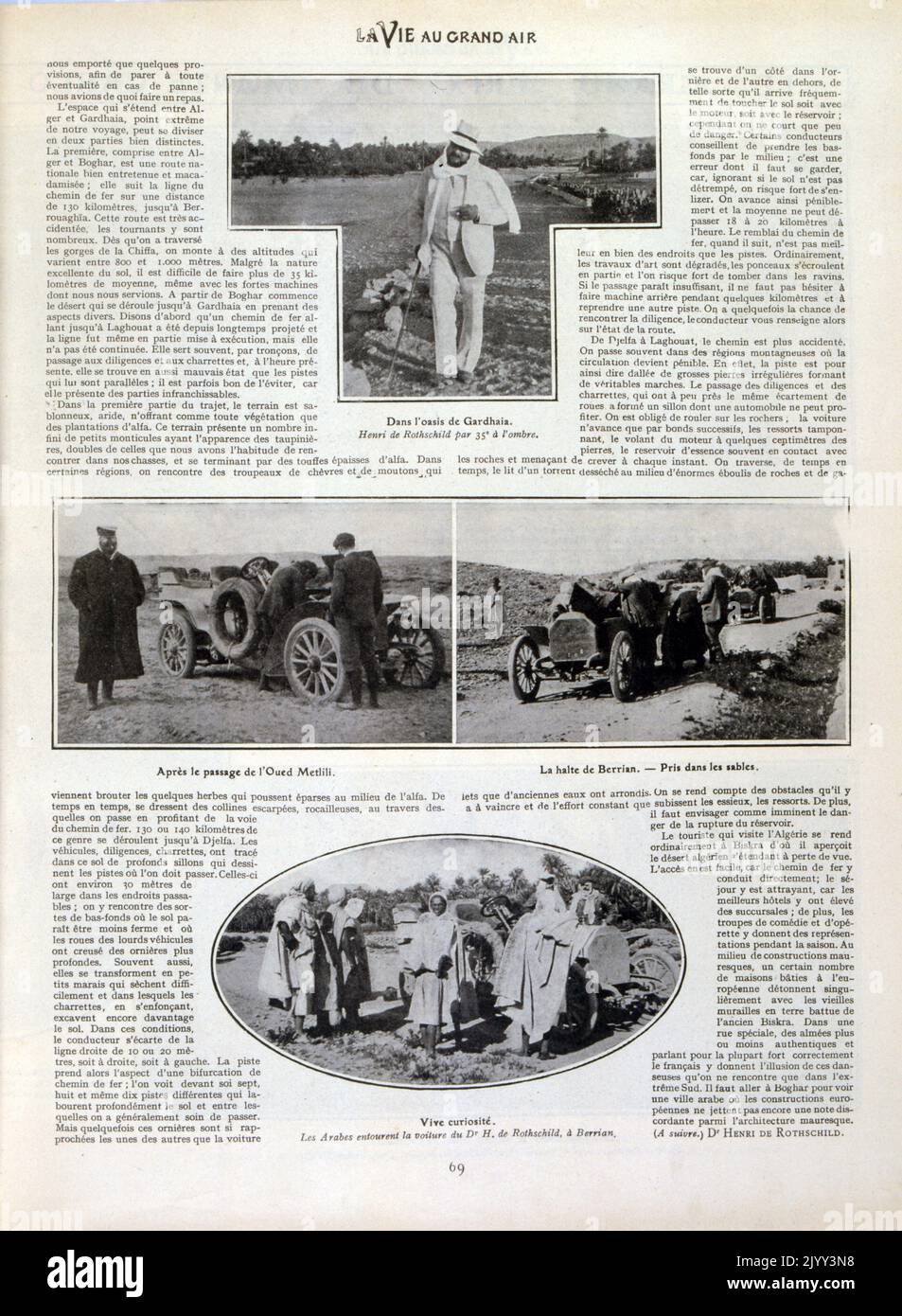 Photos françaises d'époque d'un rallye de voitures Sahara Desert en Algérie 1905 Banque D'Images