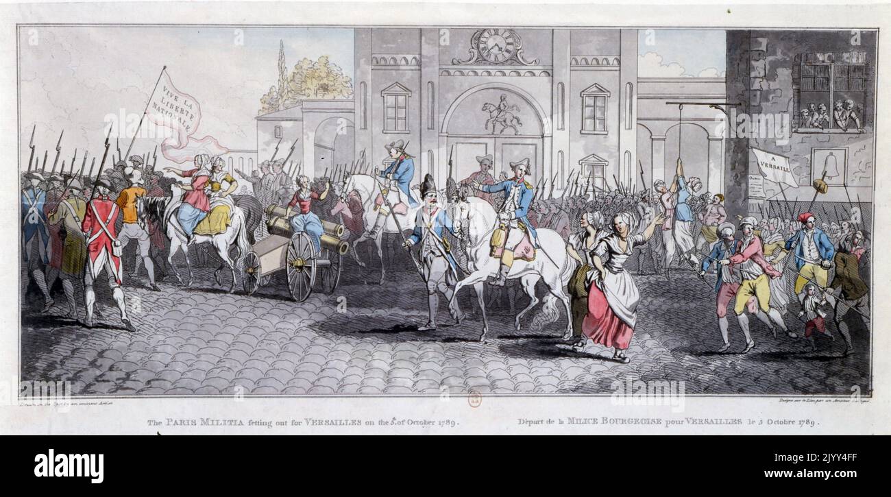 Les femmes révolutionnaires françaises marchaient au château de Versailles 1789 Banque D'Images