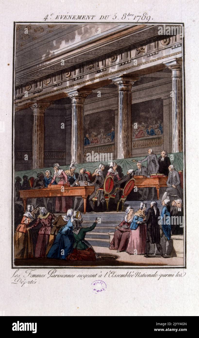 Les femmes révolutionnaires françaises, saisissent l'Assemblée nationale à Paris; 1789 Banque D'Images