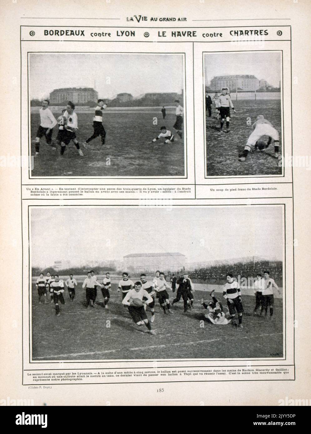 Photographies du match de rugby Lyon / Bordeaux en 1903 Banque D'Images