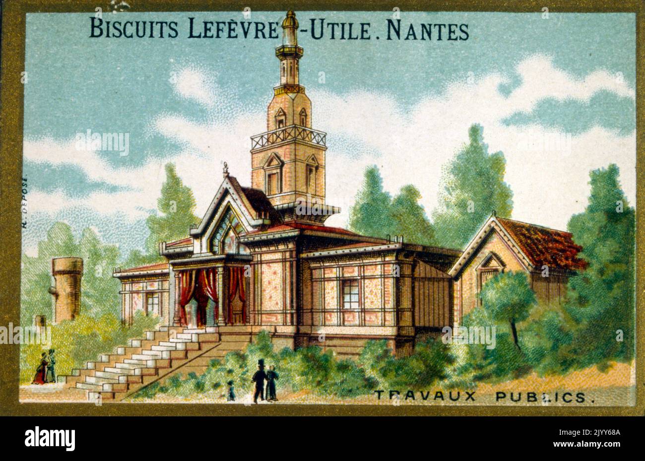 Image de l'usine de biscuits Lefevre-Utile à Nantes; image commémorative des travaux publics. Banque D'Images