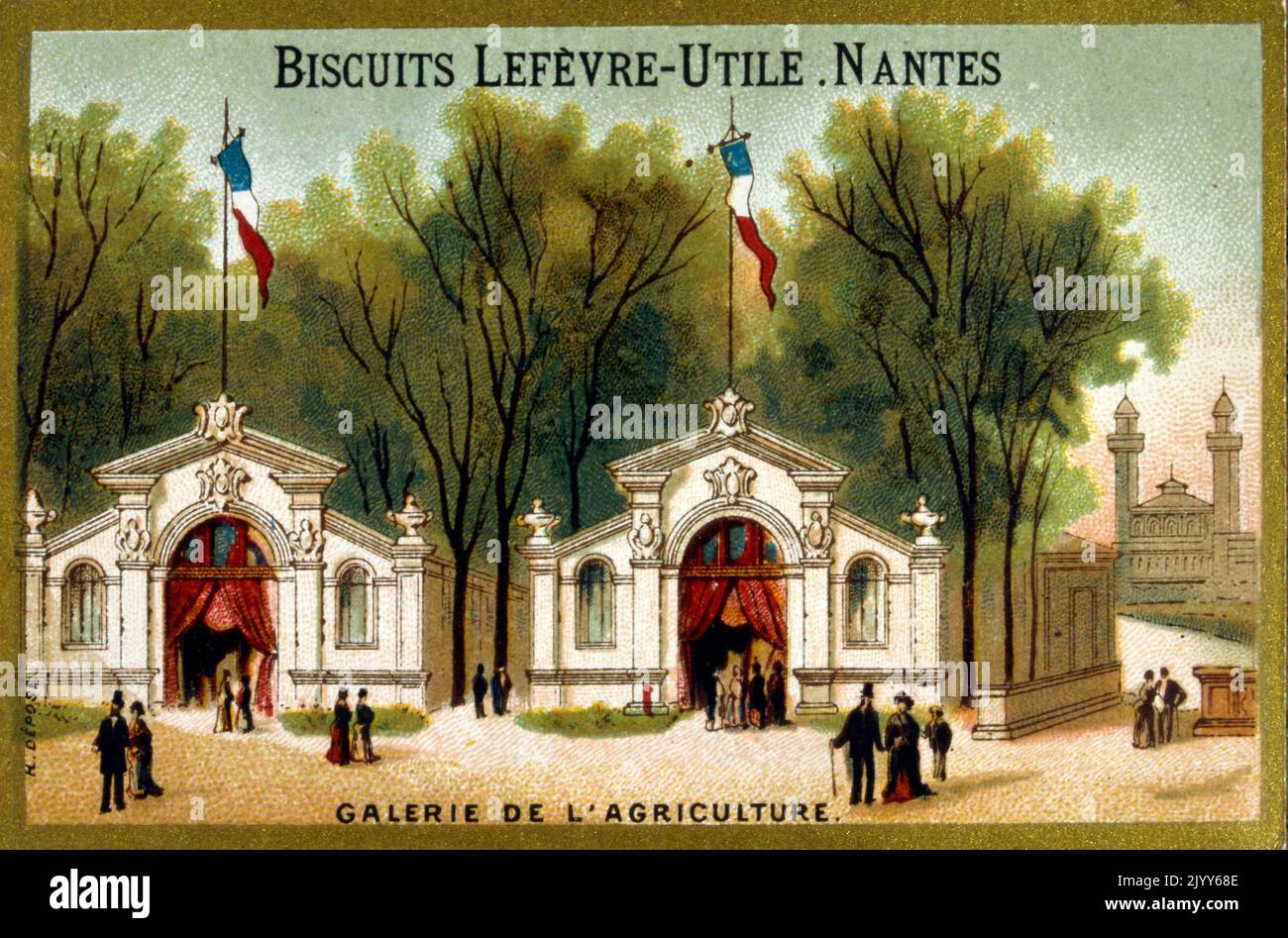 Image de l'usine de biscuits Lefevre-Utile à Nantes; image commémorative de la Galerie de l'agriculture. Banque D'Images
