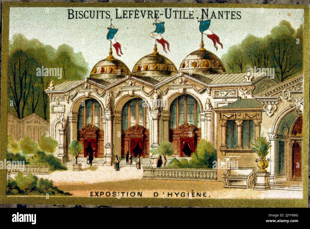 Image de l'usine de biscuit Lefevre-Utile à Nantes ; image commémorative de l'exposition d'hygiène. Banque D'Images