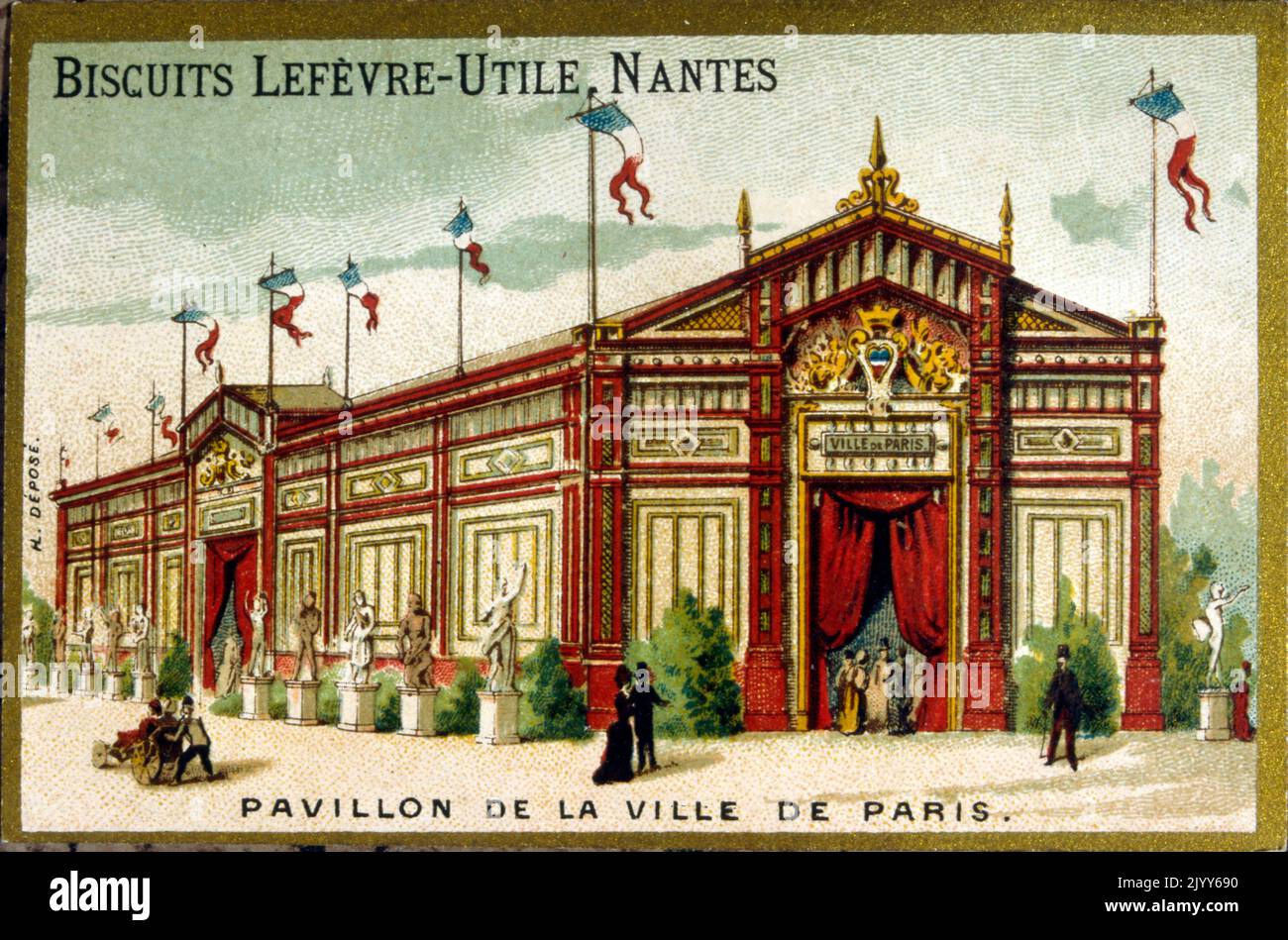Image de l'usine de biscuit Lefevre-Utile à Nantes ; image commémorative du Pavillon de la ville de Paris. Banque D'Images