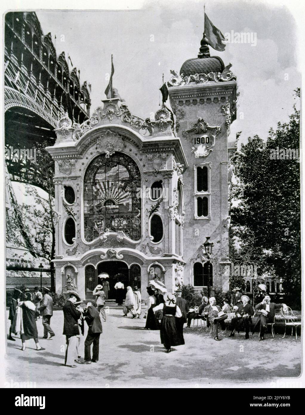 Exposition universelle (Foire mondiale) Paris, 1900; Photographie noir et blanc. Le Palais de l'équateur, dans le style de Louis XV, transporté après l'exposition à Guayaquil pour être reconstruit comme la bibliothèque municipale. Banque D'Images