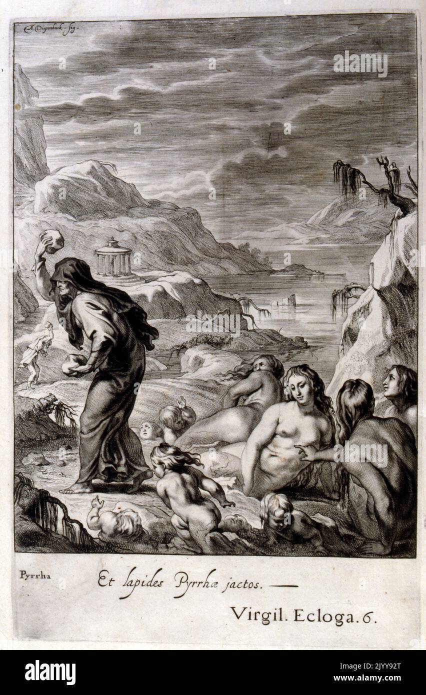 Noir et blanc Illustration tirée de Virgile's Eclogue 6 de Pyrrha. Banque D'Images