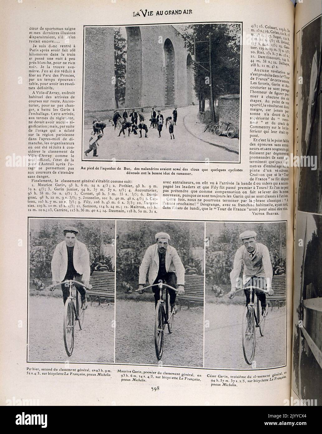 De la revue la vie au Grand Air (la vie en plein air); Photographie noir et blanc des courses de vélo. Banque D'Images