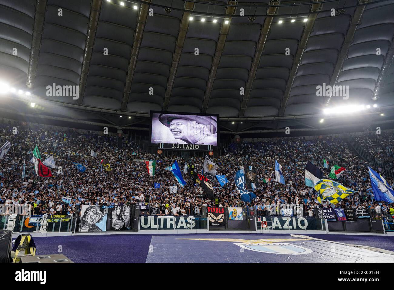 Rome, Italie. 8 septembre 2022, Rome - Mémorial de la reine Elizabeth Alexandra Mary lors du match entre Lazio Roma et Feyenoord au Stadio Olimpico le 8 septembre 2022 à Rome, Italie. (Box to Box Pictures/Yannick Verhoeven) Banque D'Images