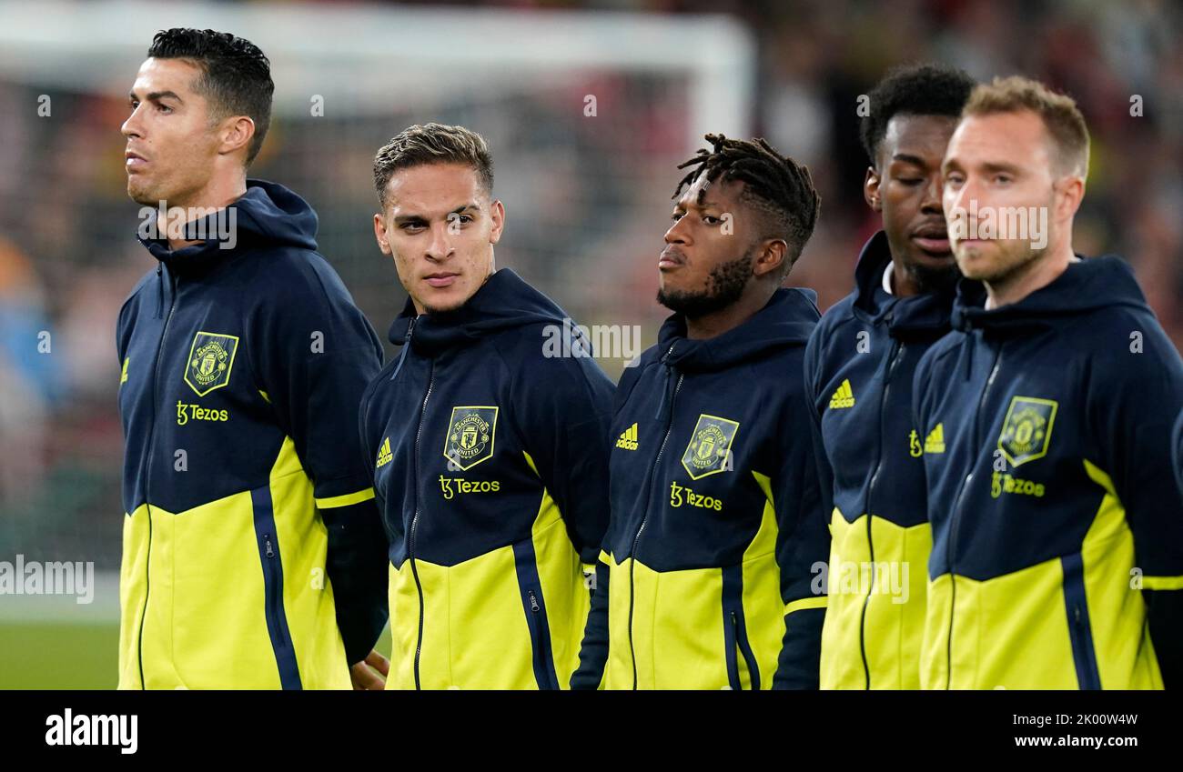 Manchester, Angleterre, 8th septembre 2022. Antony de Manchester United (2L) lors du match de l'UEFA Europa League à Old Trafford, Manchester. Le crédit photo devrait se lire: Andrew Yates / Sportimage Banque D'Images